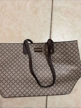 Gucci Brown & Beige Monogram Tote